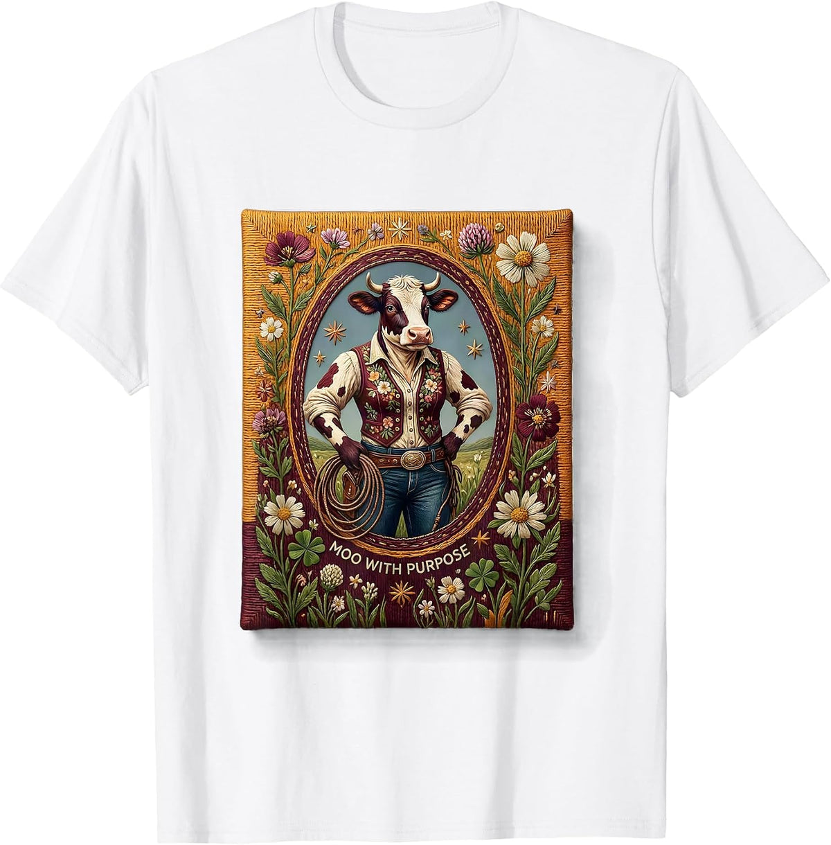 Moo With Purpose Cow Lover Graphic Design T-Shirt - White