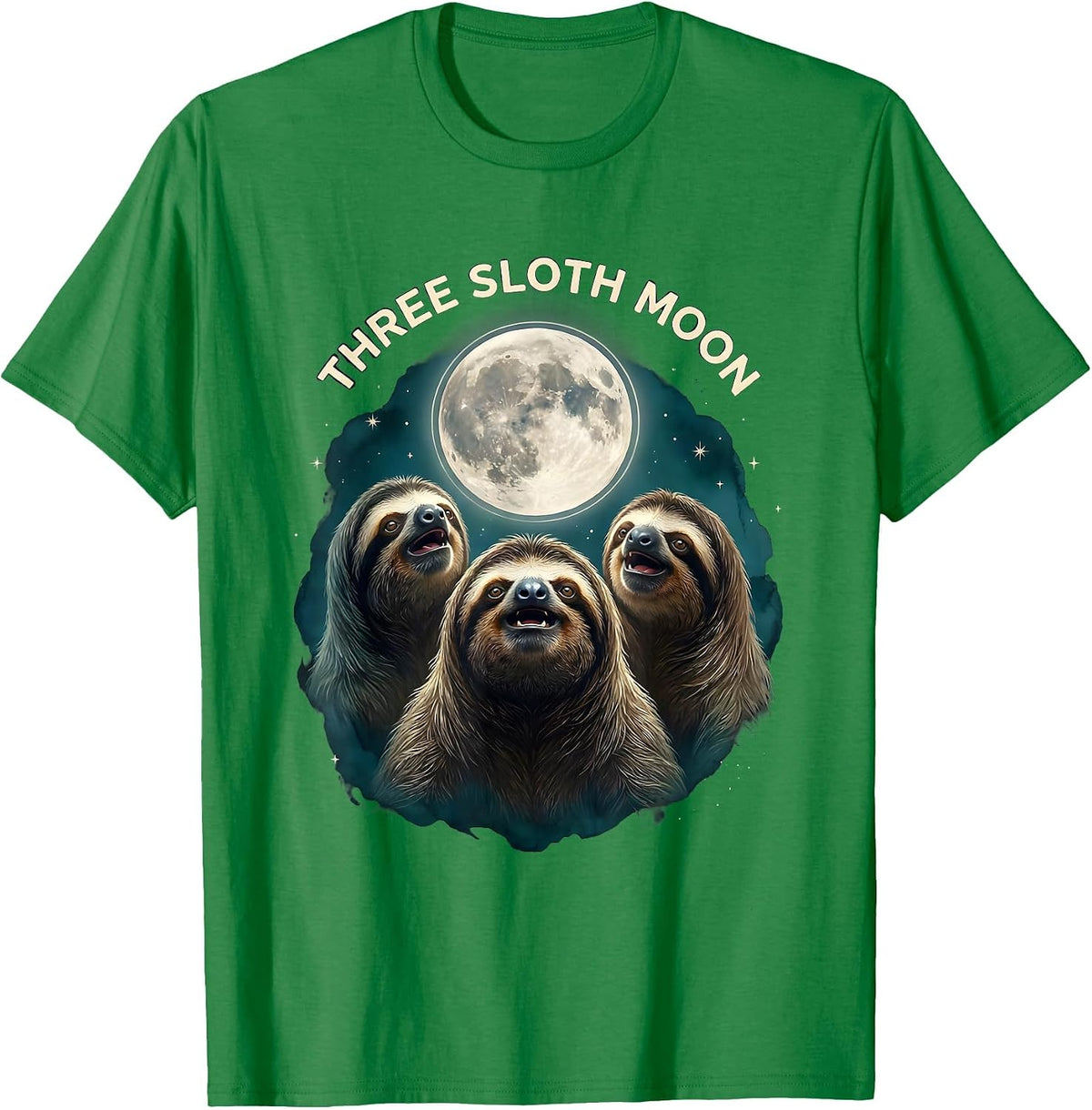Men's Three Sloth Moon Funny Sloth Lover Halloween Meme Parody T-Shirt - Kelly Green