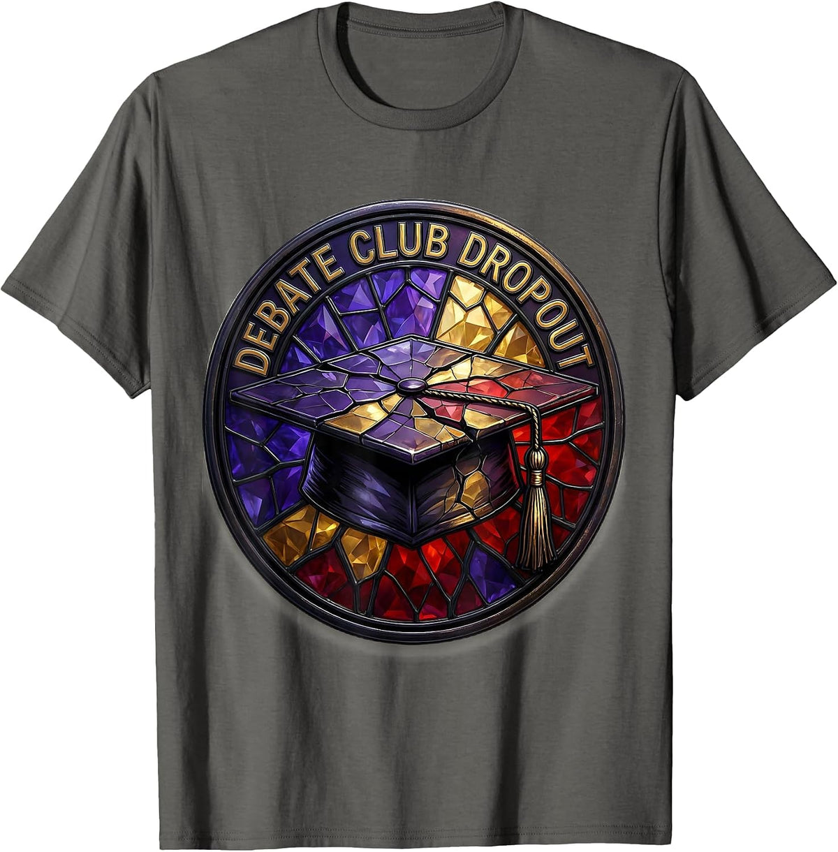 Men's Debate Club Dropout Funny Debater Design T-Shirt - Asphalt Grey
