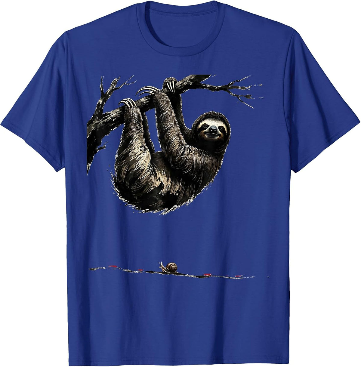 Cropped Sloth Chill Humor Lazy Animal Lover Gift T-Shirt - Royal Blue