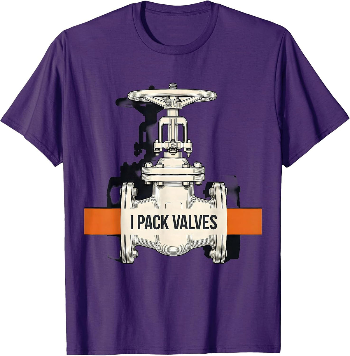 Men's I Pack Valves Brutalist Graphic Funny Plumber Pipefitter T-Shirt - Purple