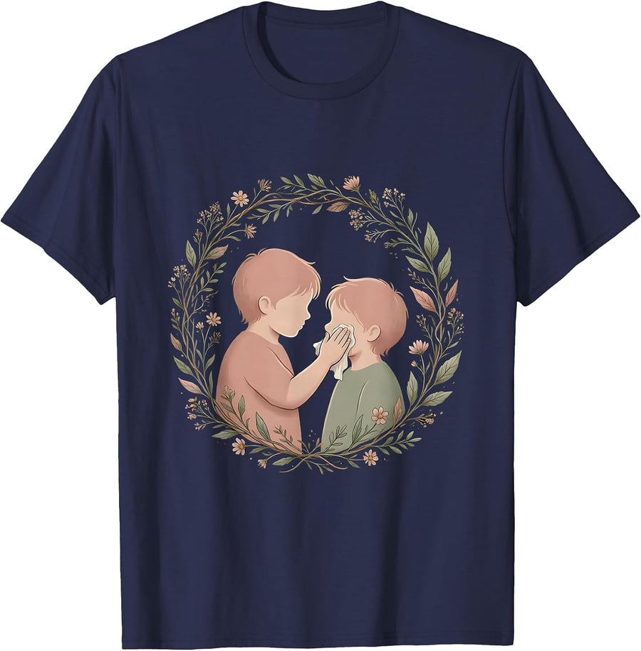 Be Kind Compassionate Children Illustration T-Shirt - Navy Blue
