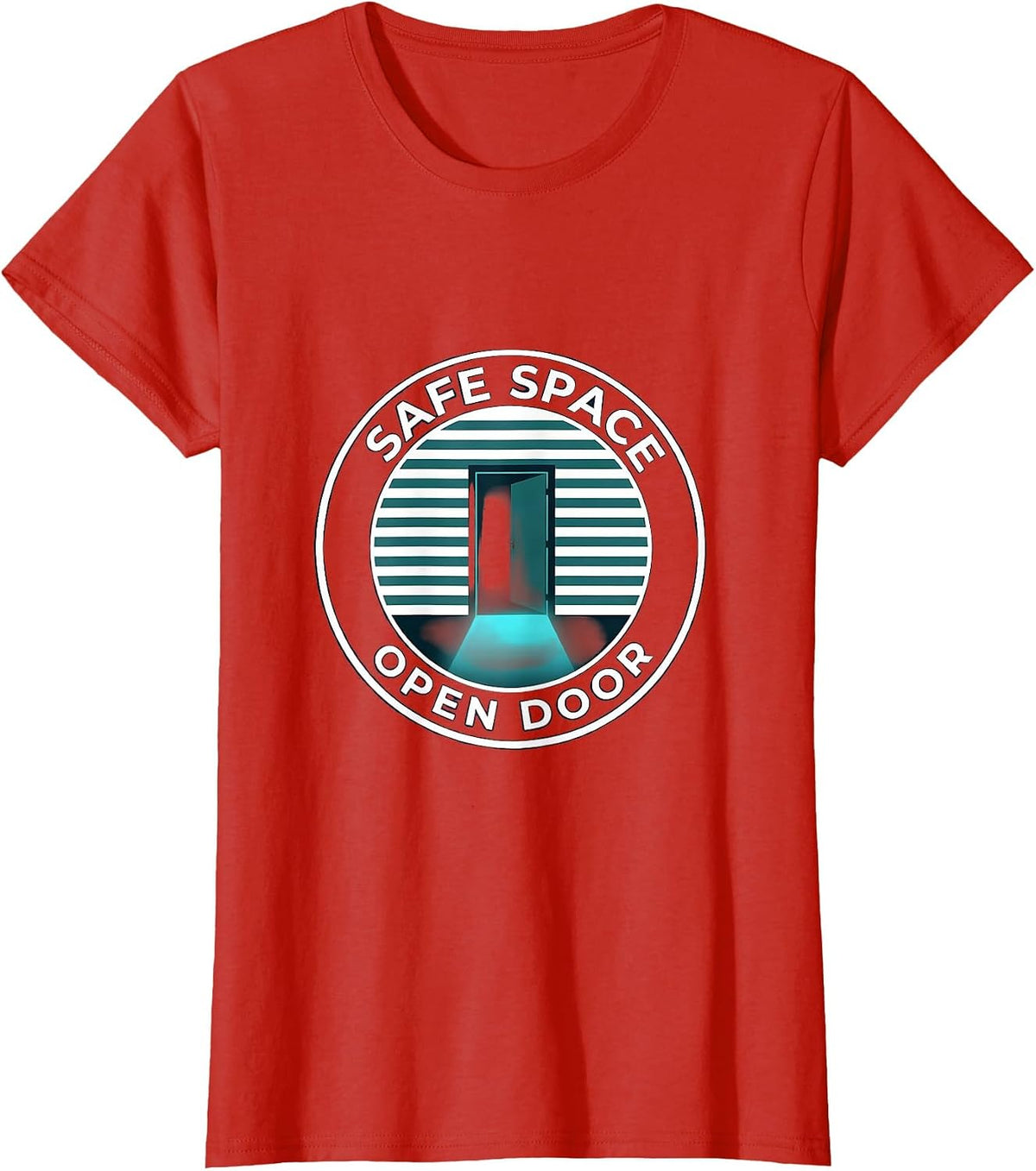 Safe Space Open Door School Counselor Design T-Shirt - Red