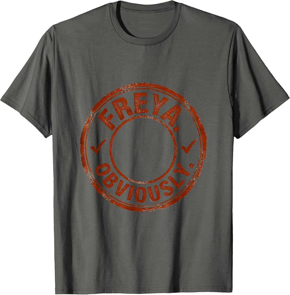 Men's Freya Obviously Rubber Stamp Personalized First Name Era T-Shirt - Asphalt Grey