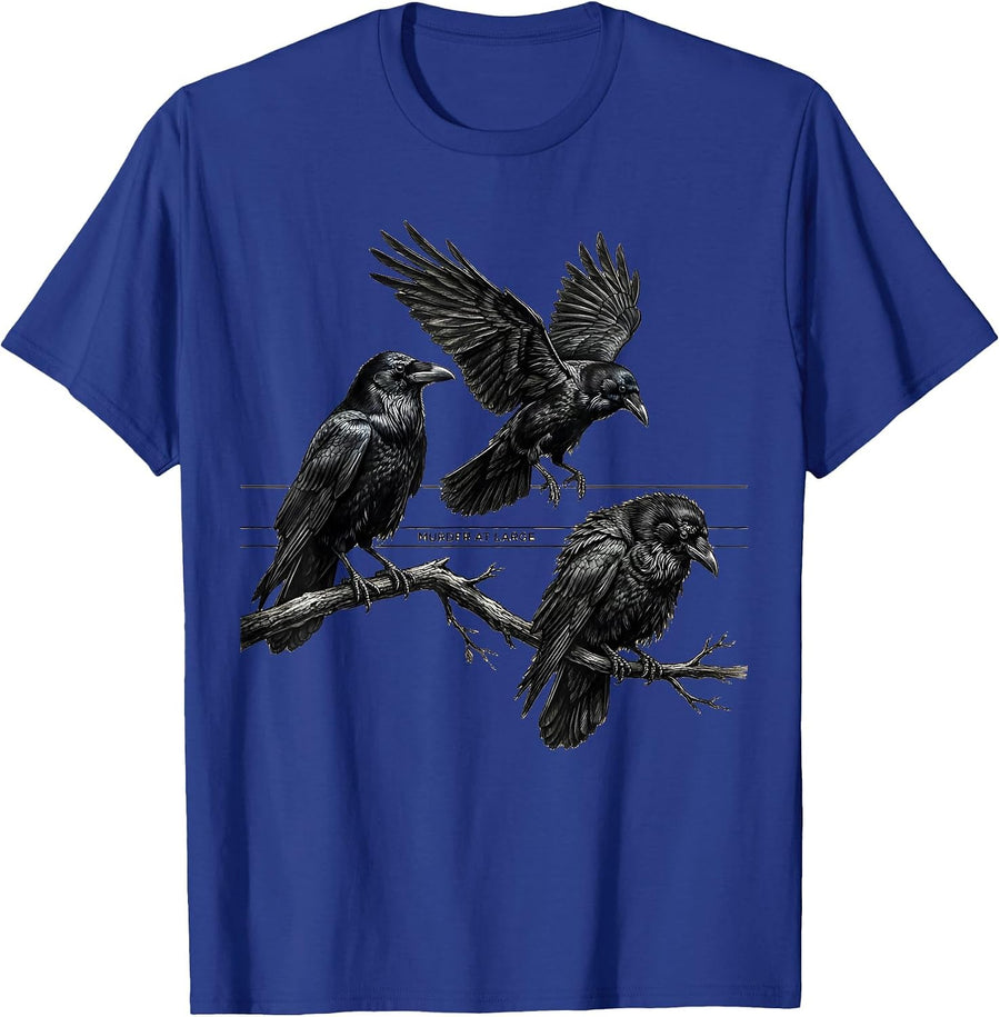 Murder At Large Funny Crow Lover Bird Humor Pun T-Shirt - Royal Blue