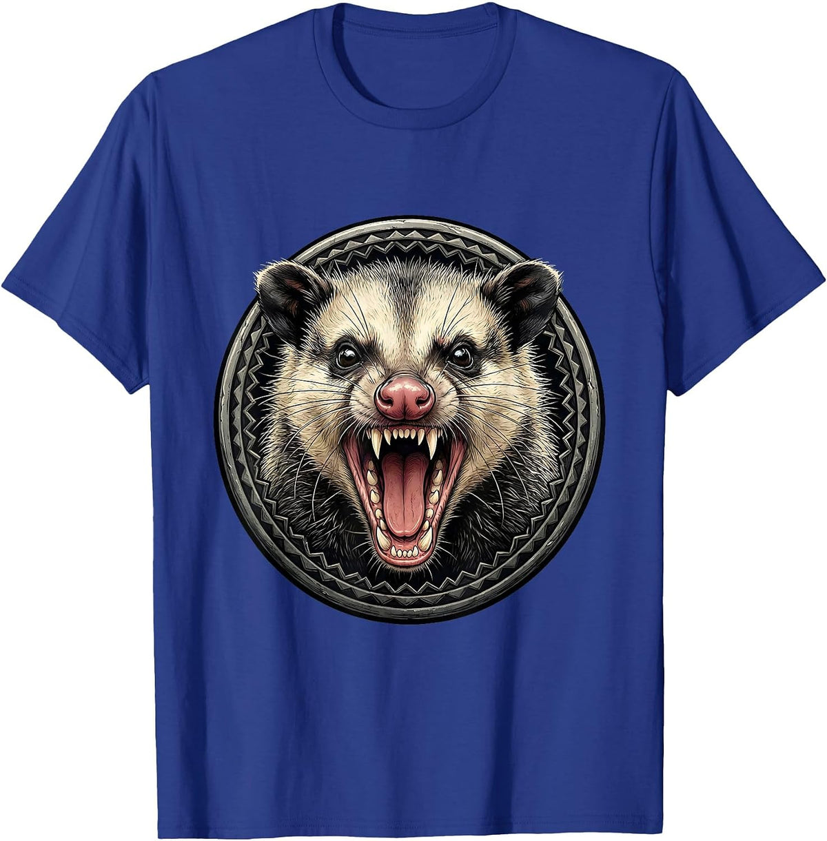 Hissing Opossum Wild Animal Graphic Tee T-Shirt - Royal Blue