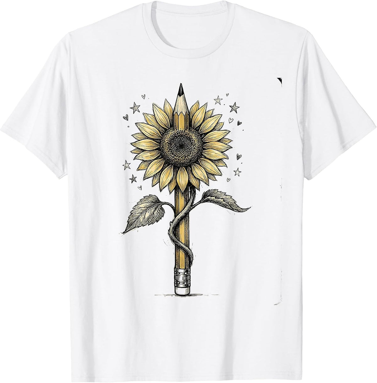 Men's Special Education Teacher Sunflower Pencil Art T-Shirt - White