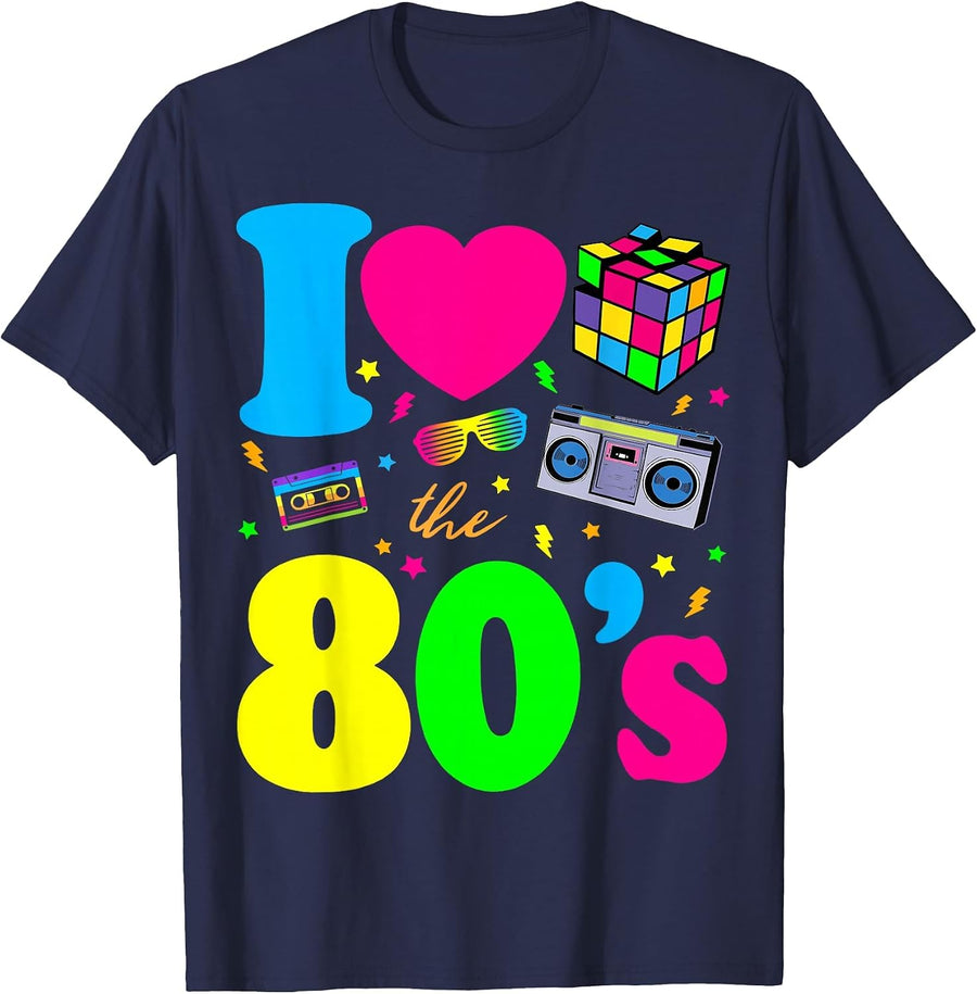 I Love The 80s Classic Nostalgia T-Shirt T-Shirt - Navy Blue