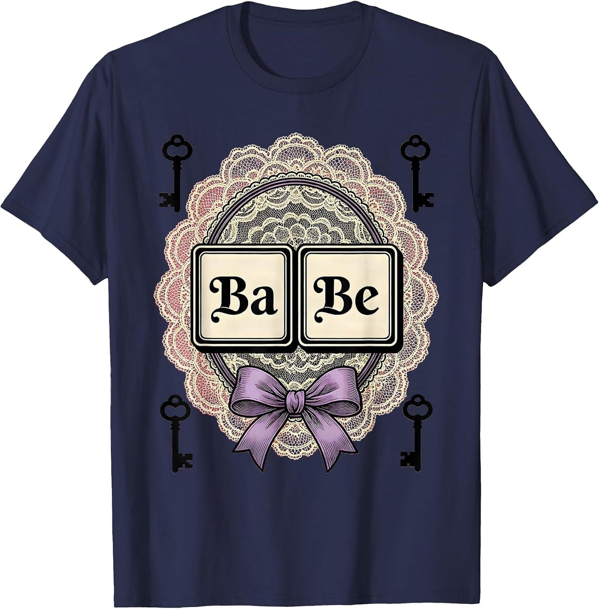 Ba Be Rococo Frill Periodic Table Chemistry Teacher Humor T-Shirt - Navy Blue