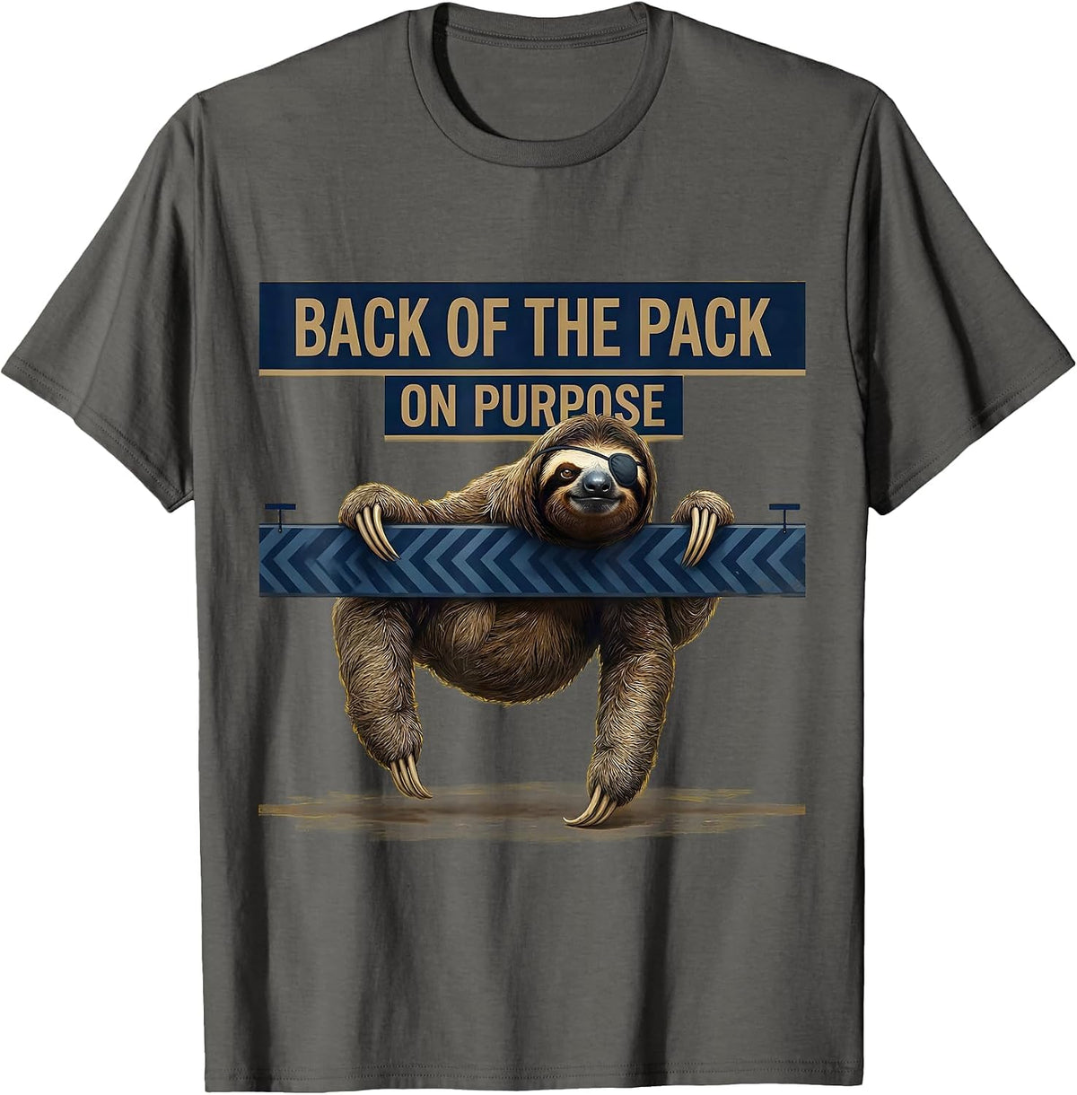 Back Of The Pack On Purpose Funny Sloth Lover Animal Humor T-Shirt - Asphalt Grey