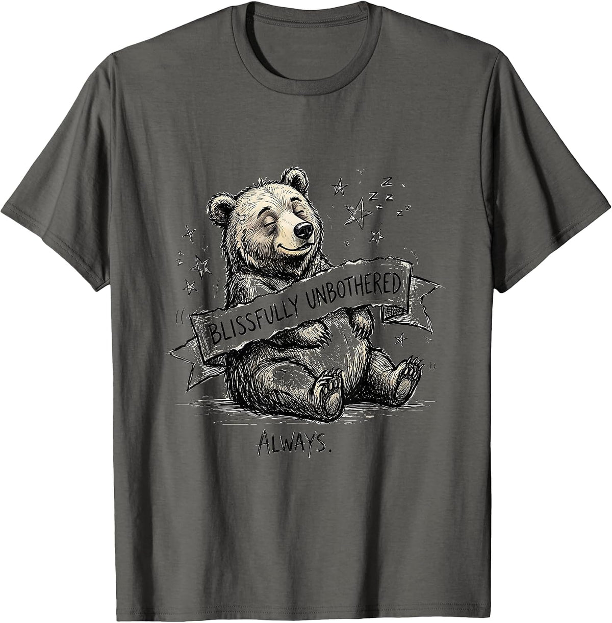 Men's We Do Not Care Club Blissfully Unbothered Design T-Shirt - Asphalt Grey