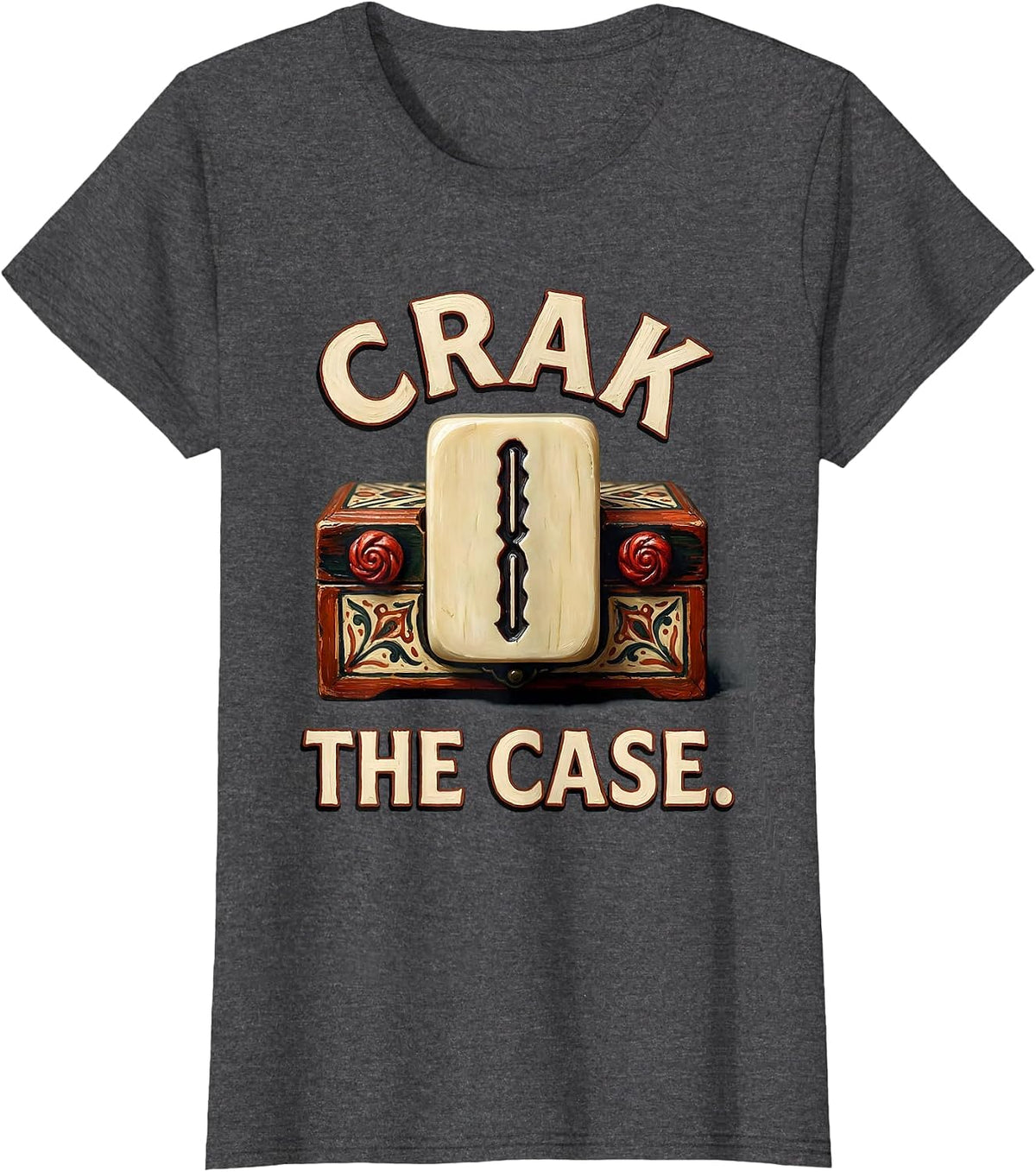 Women's Crak The Case Funny Mahjong Player Tile Game Humor T-Shirt - Dark Heather Grey