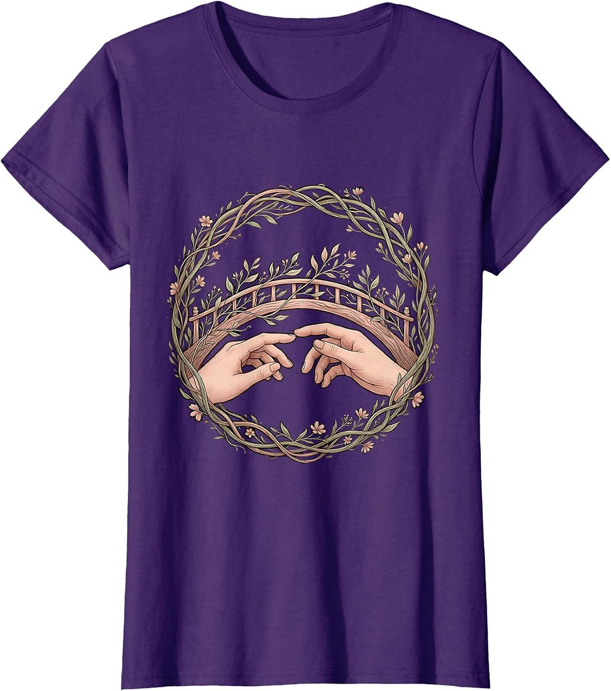 Women's Suicide Prevention Awareness Bridge Building Graphic T-Shirt - Purple