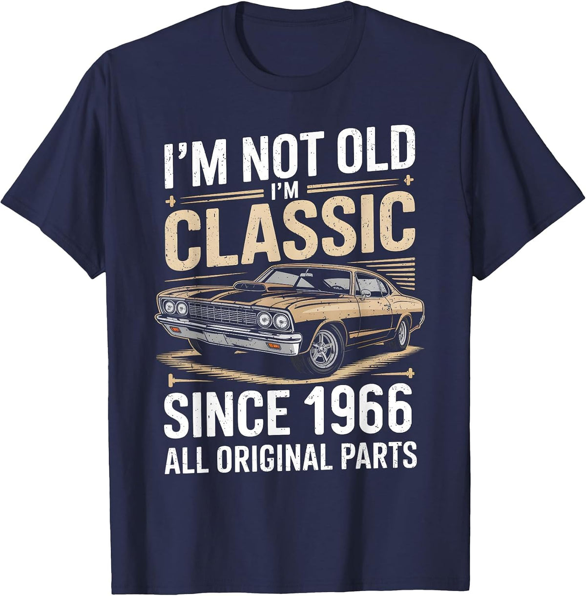 Funny 60th Birthday Classic Vintage Car Men 1966 Birthday T-Shirt - Navy Blue