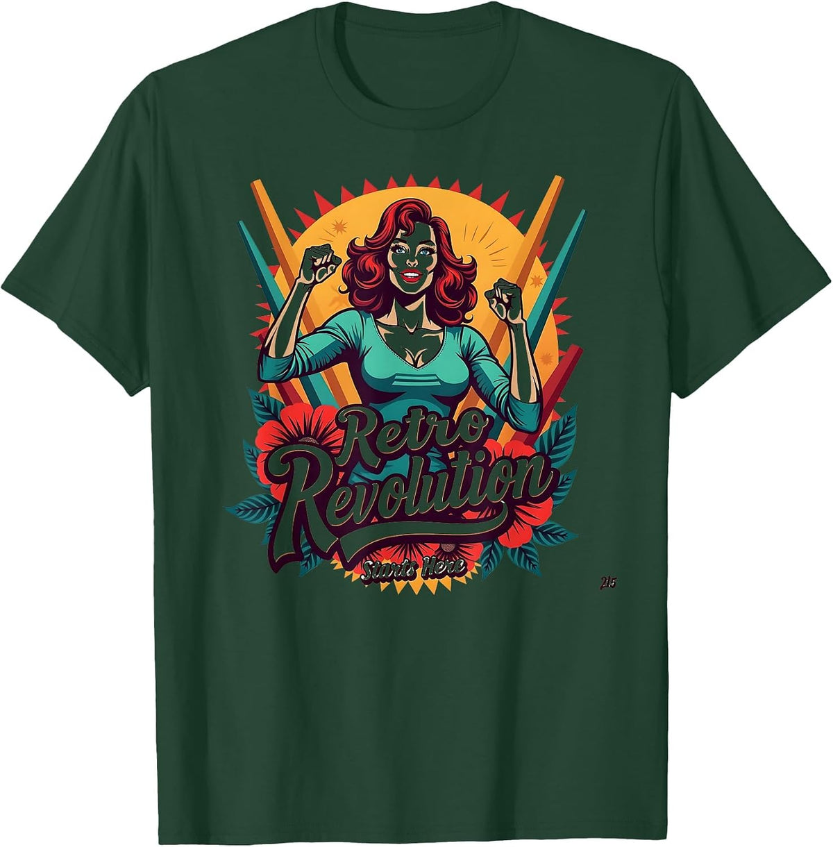 Retro Revolution Starts Here Vintage 1985 Design T-Shirt - Dark Green