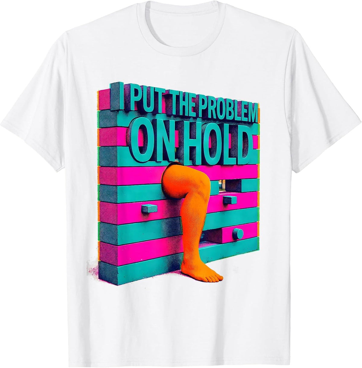Men's I Put The Problem On Hold Funny Rock Climbing Bouldering T-Shirt - White