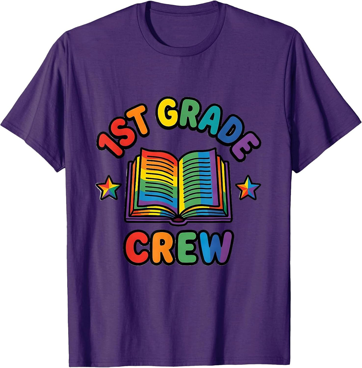 Men's 1st Grade Crew Colorful Teacher Student Back To School T-Shirt - Purple