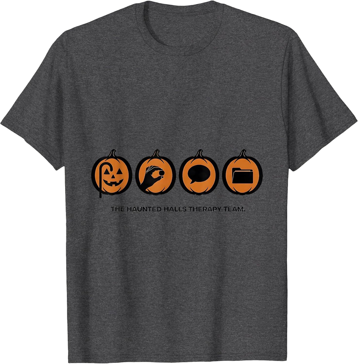 The Haunted Halls Therapy Team Minimalist Physical Therapy T-Shirt - Dark Heather Grey