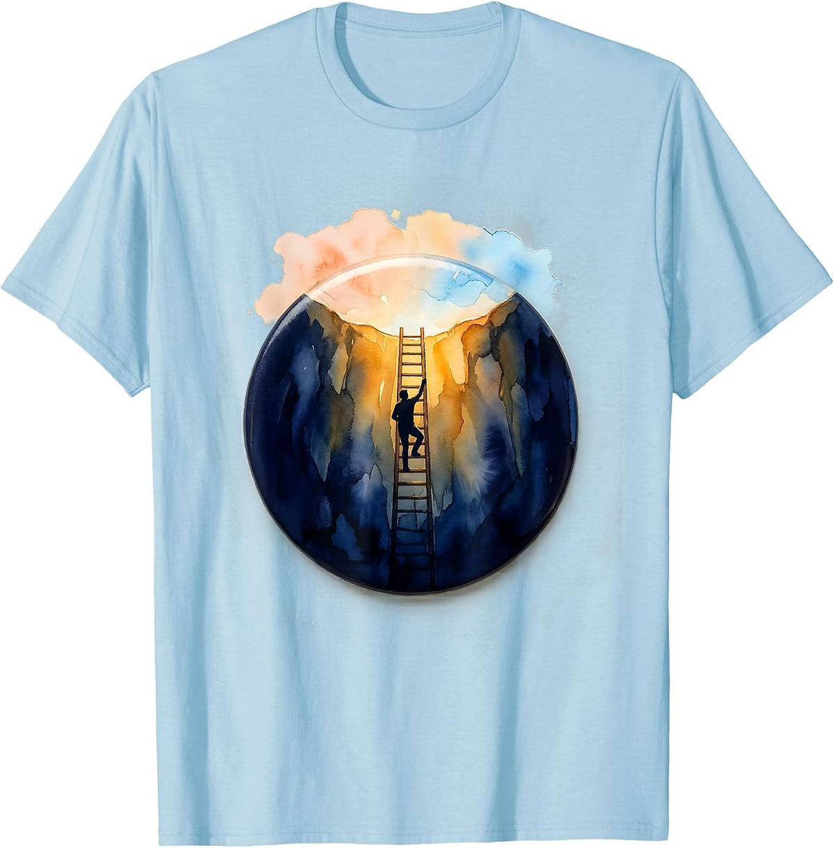 Men's Climbing Out Mental Health Awareness Graphic T-Shirt - Baby Blue
