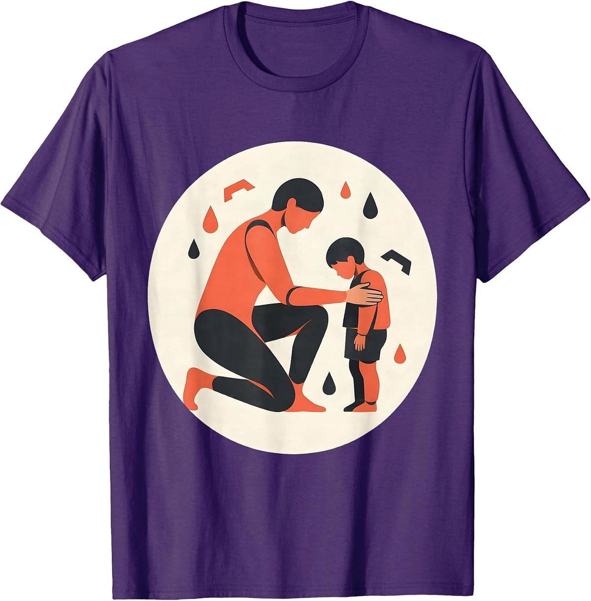 Comfort and Compassion Kneeling Figure Design T-Shirt - Purple