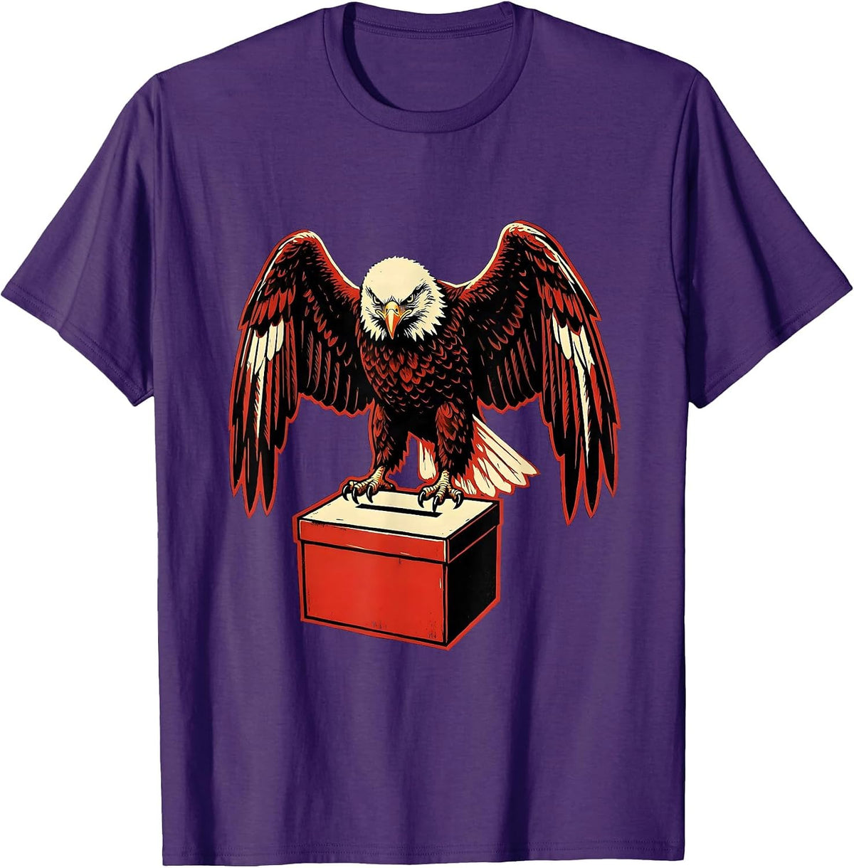 Men's Eagle on Ballot Box Civic Pride Illustration T-Shirt - Purple