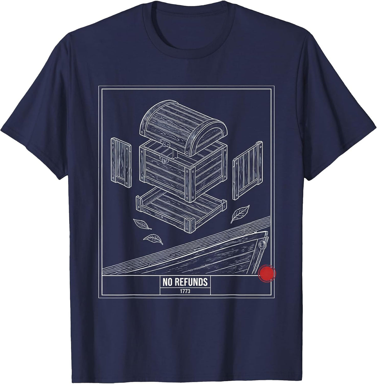 Men's No Refunds 1773 Funny History Teacher Spilling The Tea Since T-Shirt - Navy Blue