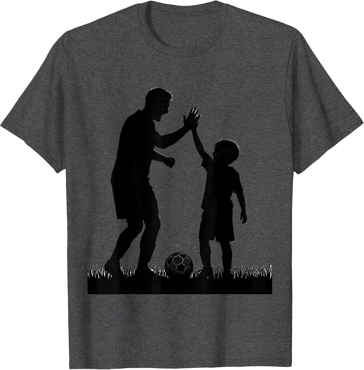 Men's Boy Dad Soccer High-Five Graphic T-Shirt - Dark Heather Grey
