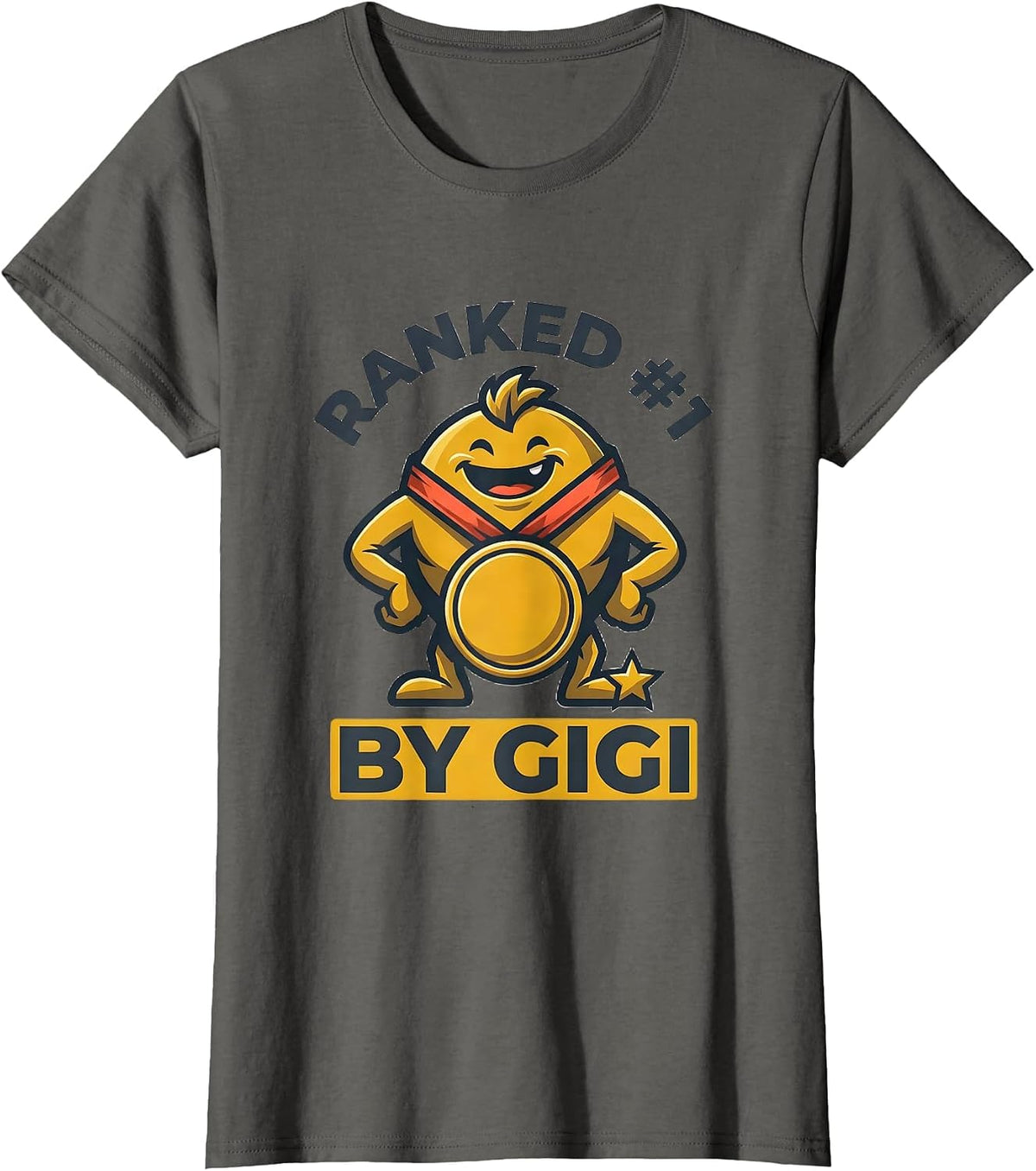 Women's Ranked #1 By Gigi Funny Grandma's Favorite Grandchild Family T-Shirt - Asphalt Grey