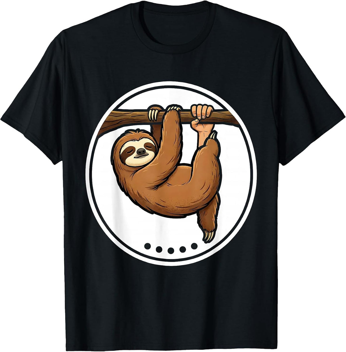 Men's Sloth Hanging Cartoon Animal Lover Humor Gift T-Shirt - Black