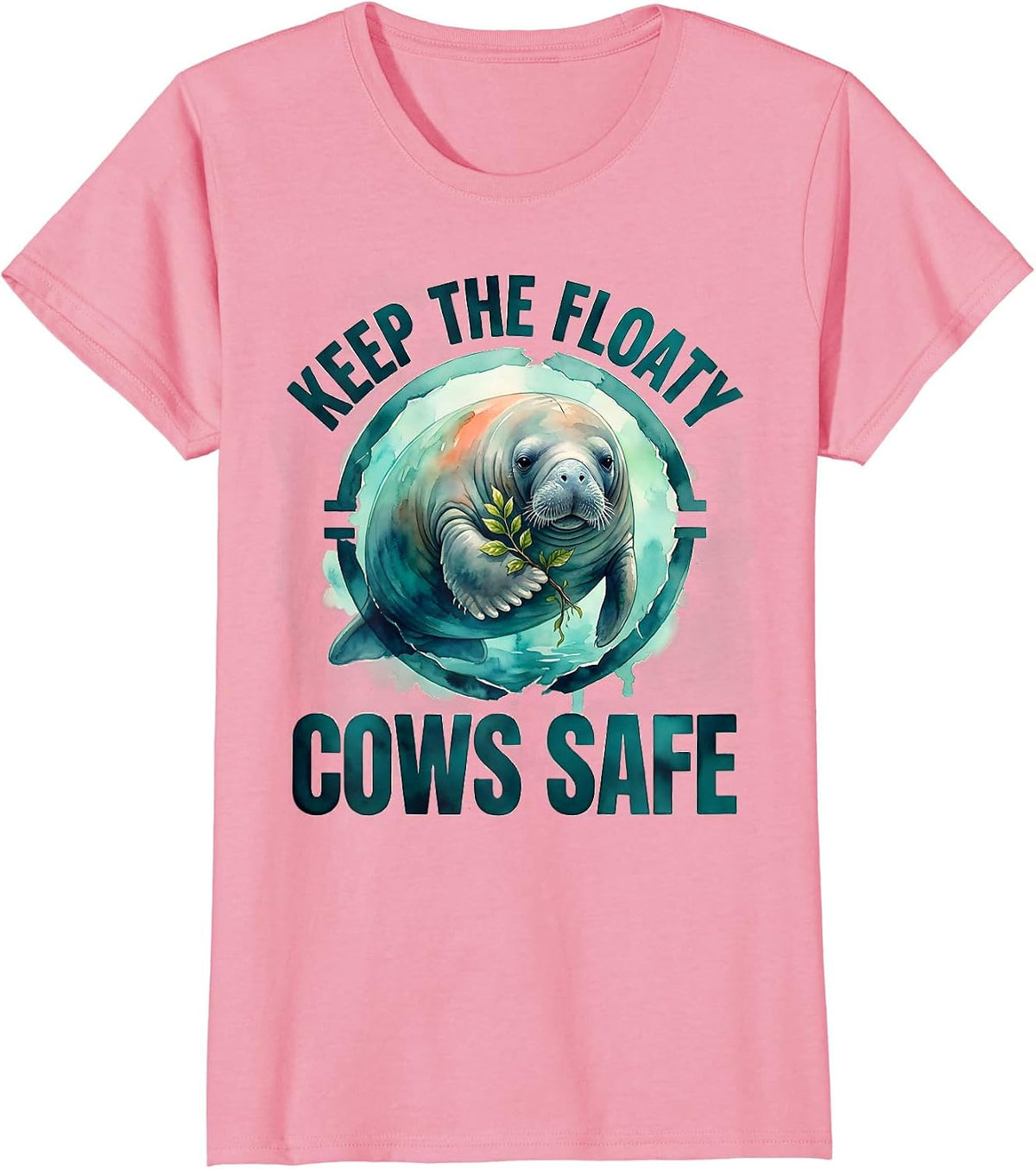 Women's Keep The Floaty Cows Safe Funny Manatee Lover Crystal River T-Shirt - Pink