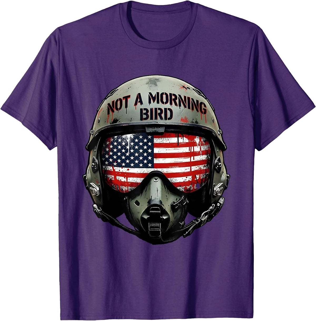 Not a Morning Bird Funny Night Owl Design T-Shirt - Purple