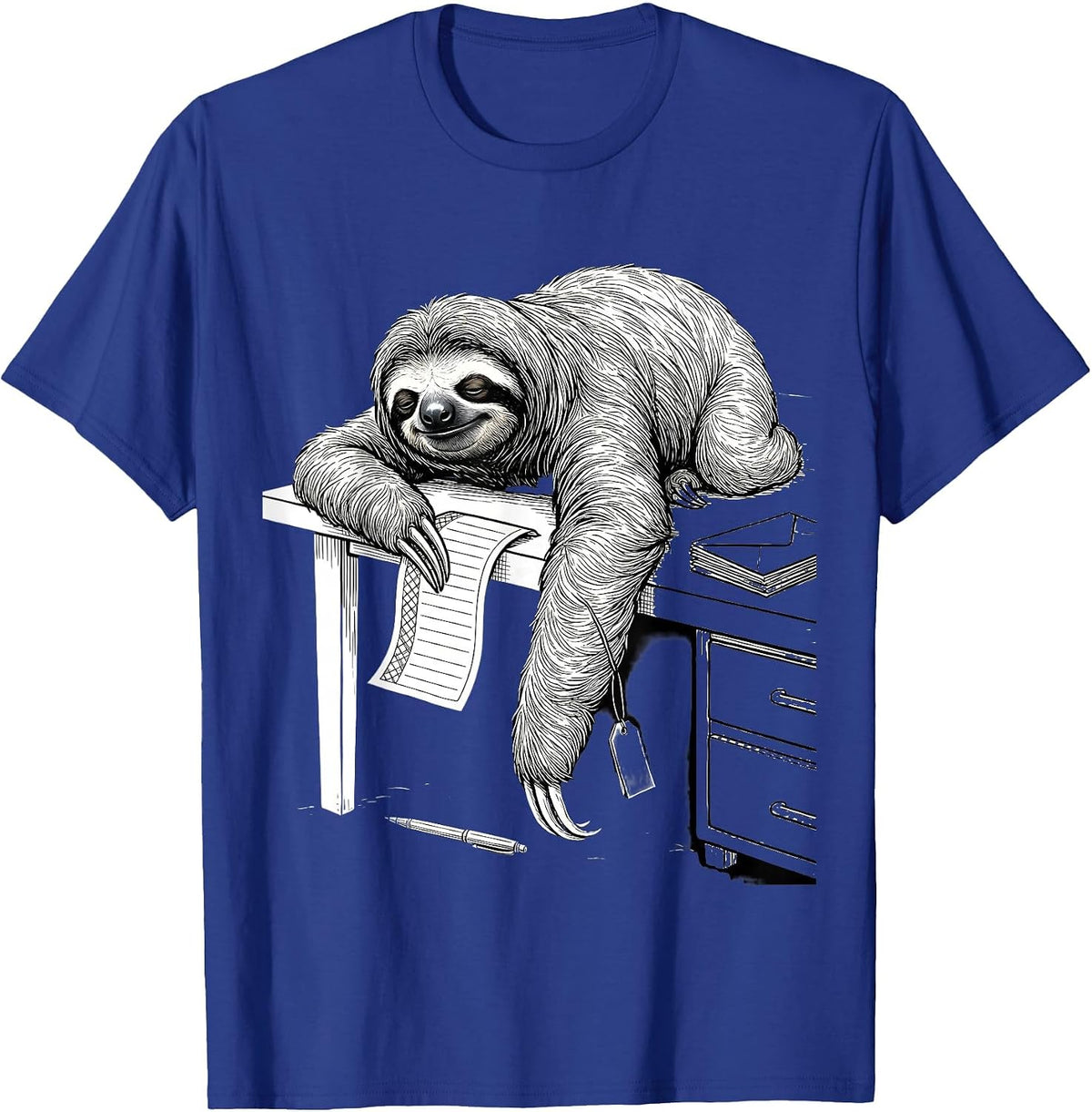 Sloth Holiday Card Desk Funny Animal Lover Gift T-Shirt - Royal Blue