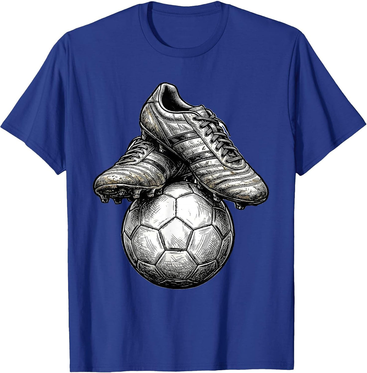 Men's Soccer Coach Worn Cleats and Ball Graphic T-Shirt - Royal Blue
