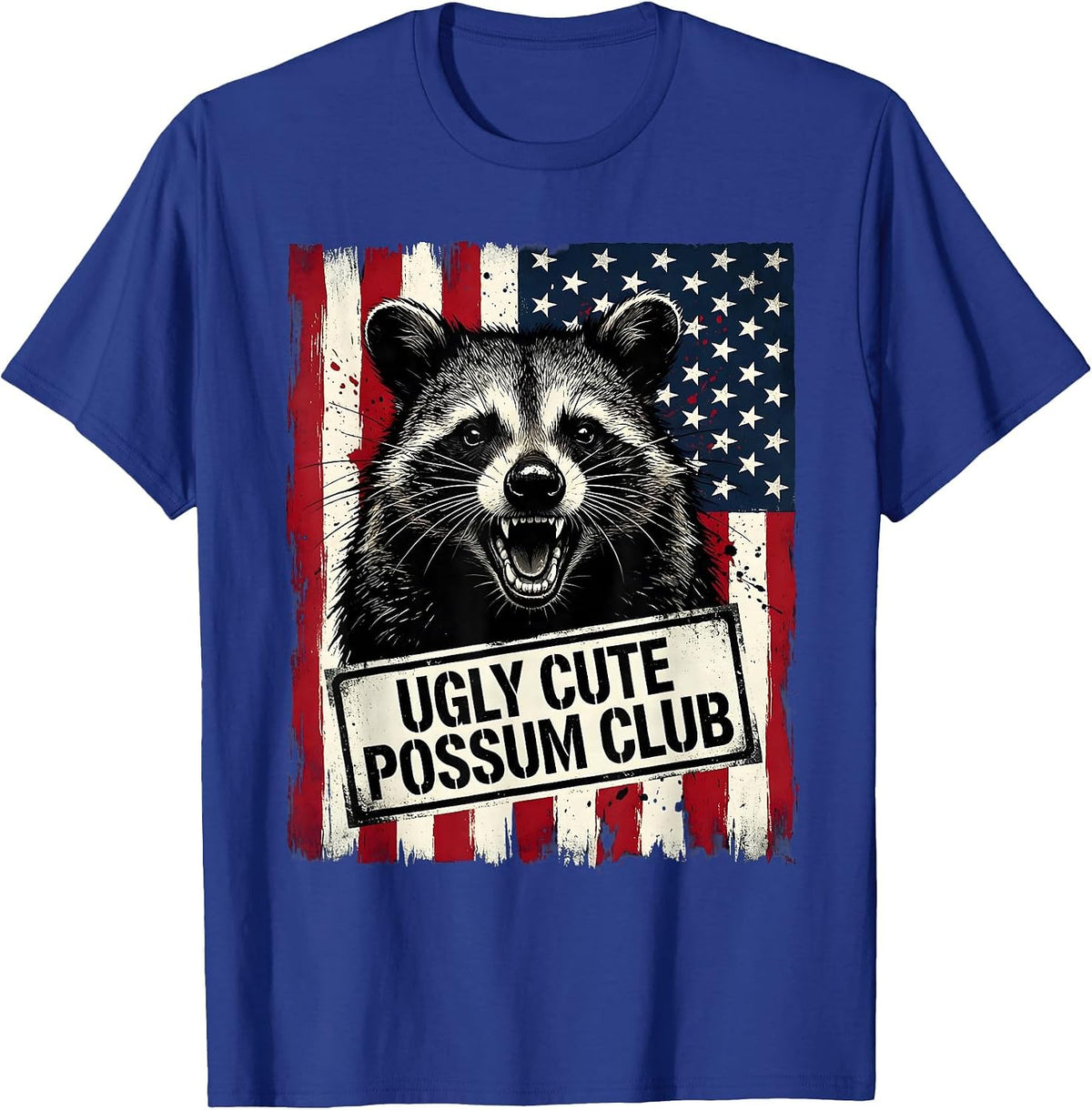Men's Ugly Cute Possum Club Funny Opossum Design T-Shirt - Royal Blue