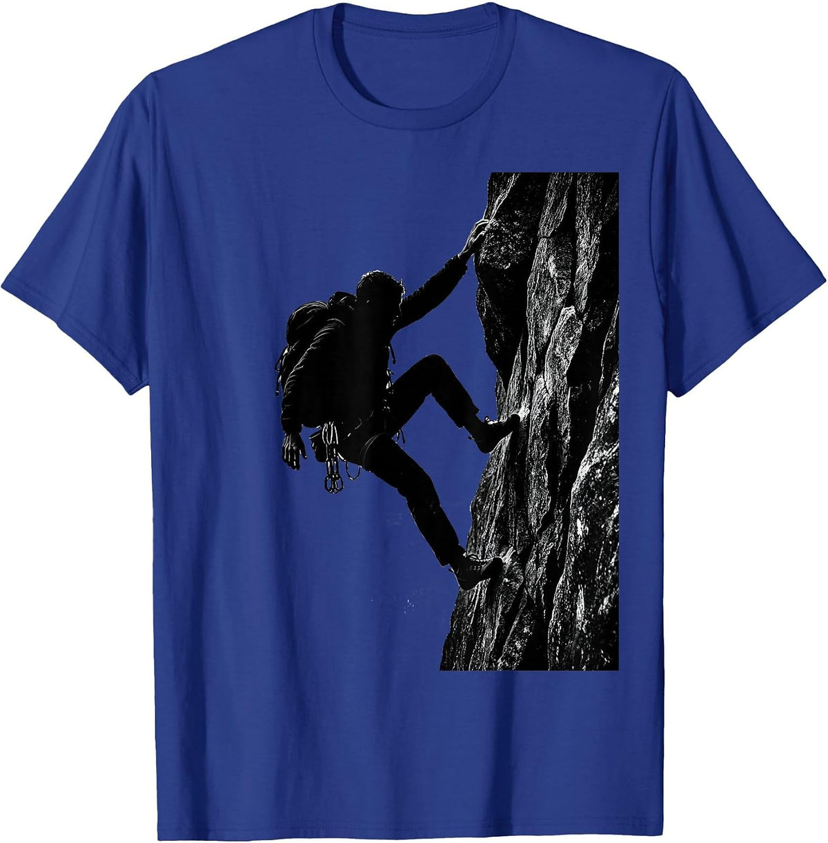 Rugged Mountain Climber Cliff Grip Illustration T-Shirt - Royal Blue
