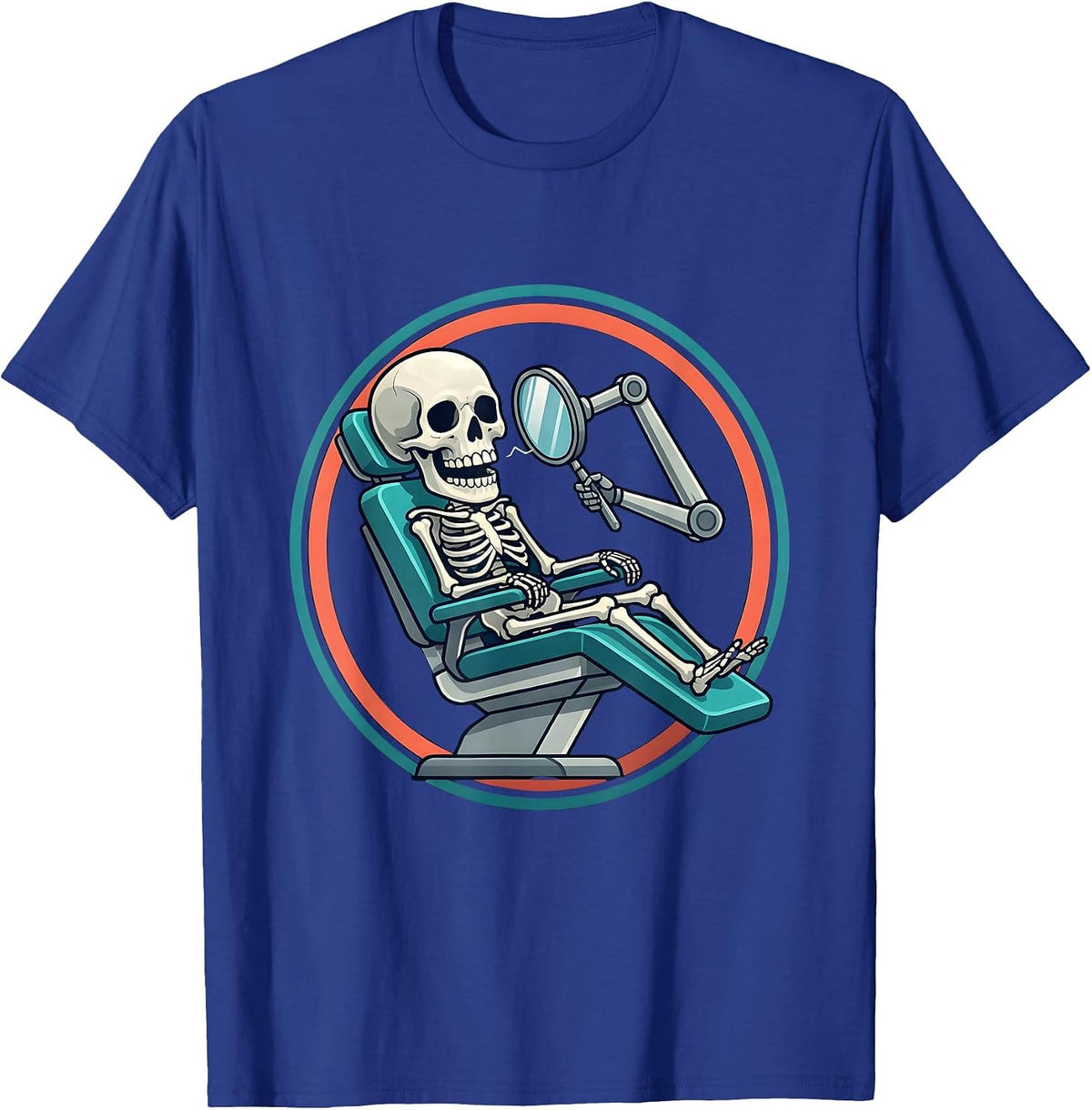 Skeleton Dentist Chair Radiology Illustration T-Shirt - Royal Blue