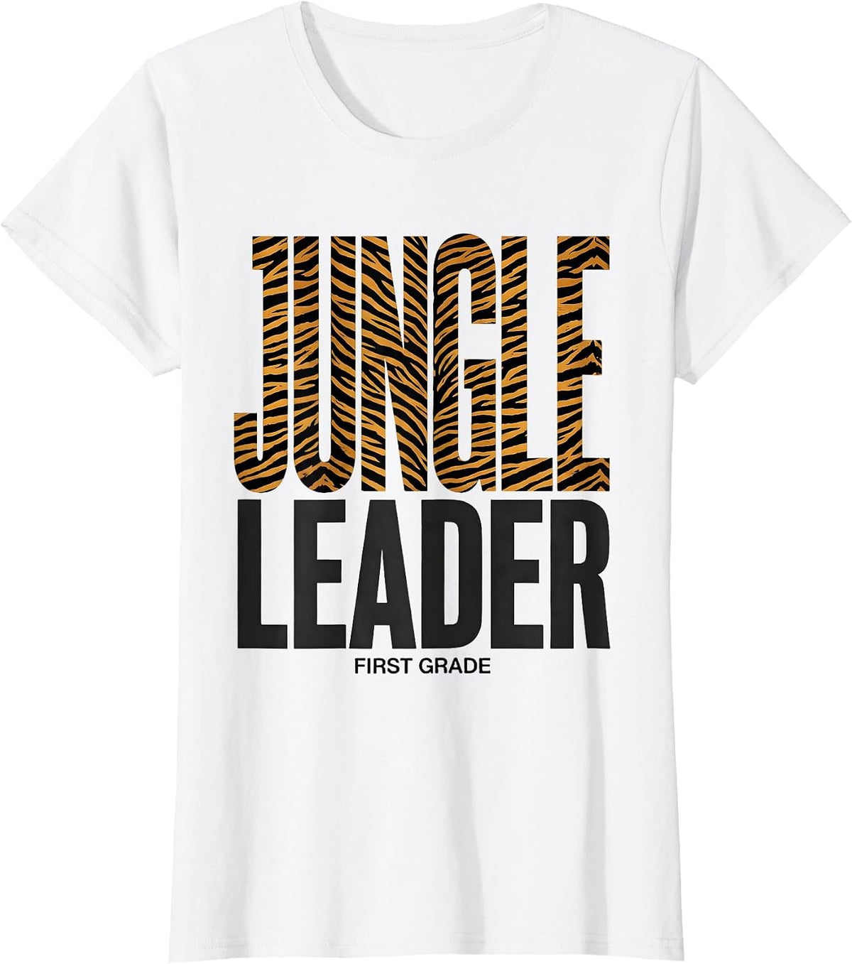 First Grade Jungle Leader Wild About Teaching Animal Print T-Shirt - White