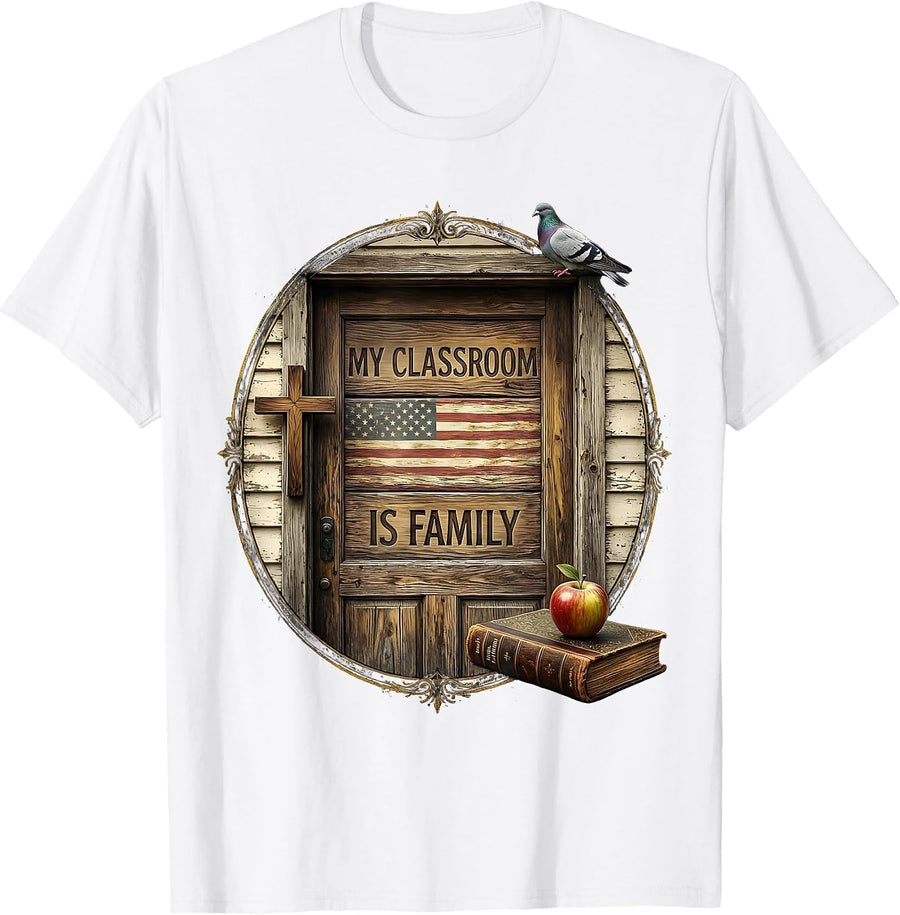 My Classroom Is Family Preschool Teacher Design T-Shirt - White