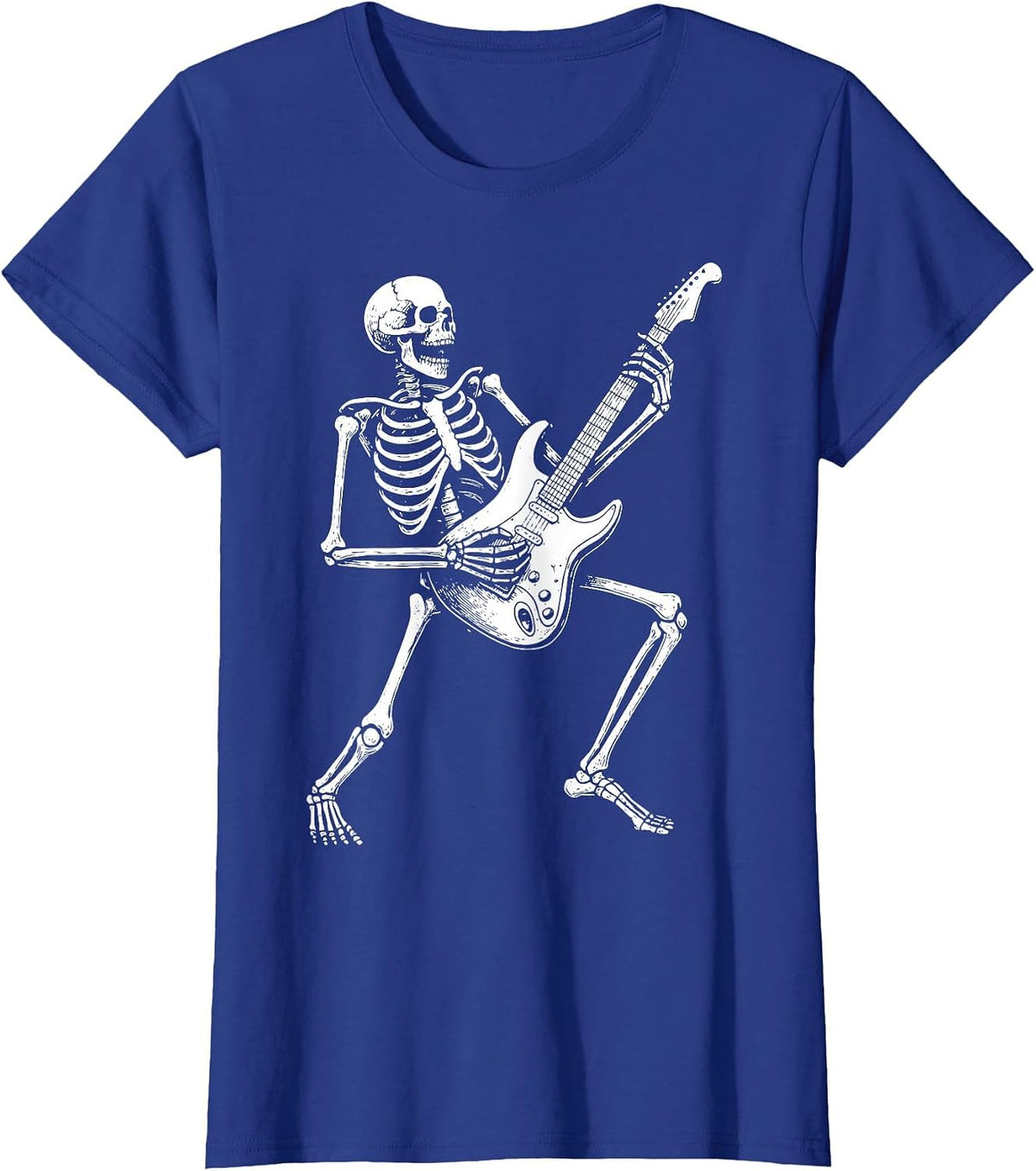 Skeleton Guitar Heavy Metal T-Shirt - Royal Blue