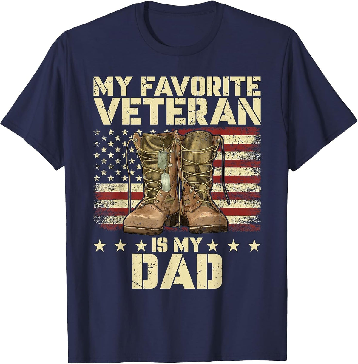 Father Veterans Day My Favorite Veteran is My Dad for Kids T-Shirt - Navy Blue