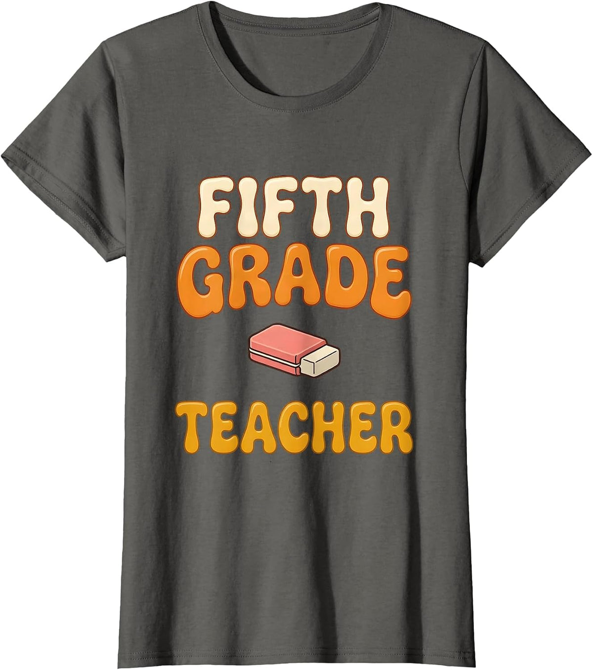 Women's Fifth Grade Teacher Retro 70s Back To School Teacher Gift T-Shirt - Asphalt Grey