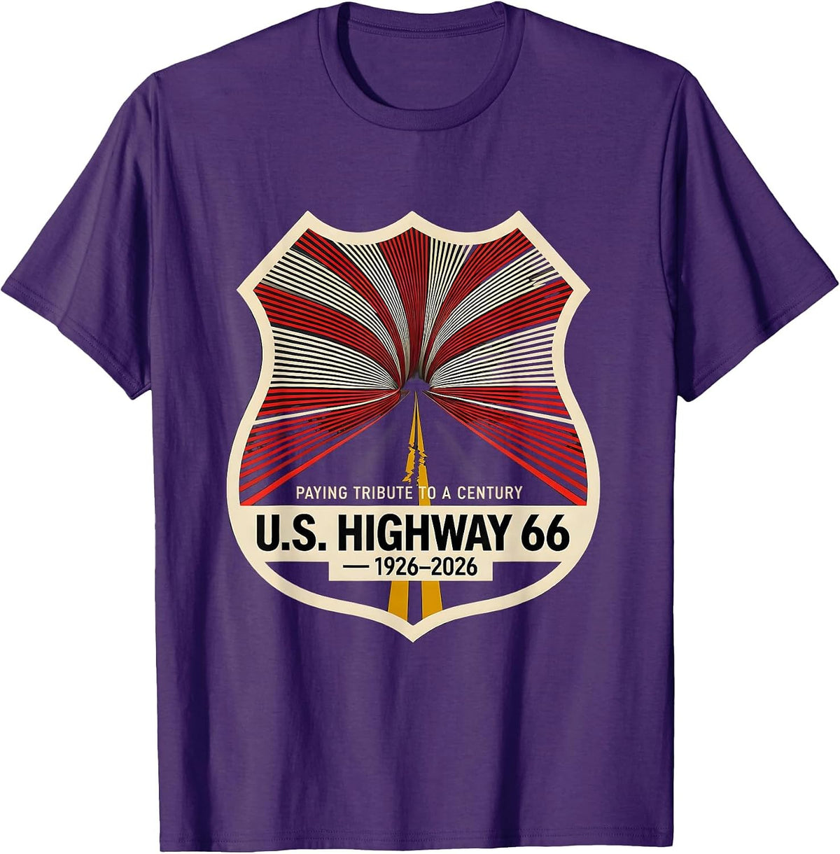 Men's Paying Tribute To A Century — U.S. Highway 66 — 1926-2026 T-Shirt - Purple