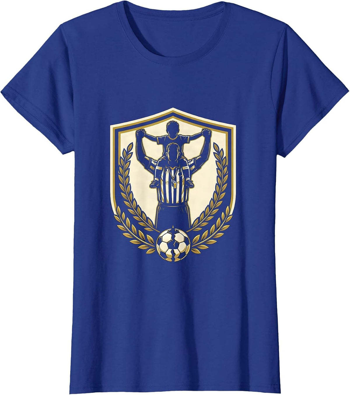 Women's Soccer Dad Referee Piggyback Ride Graphic T-Shirt - Royal Blue