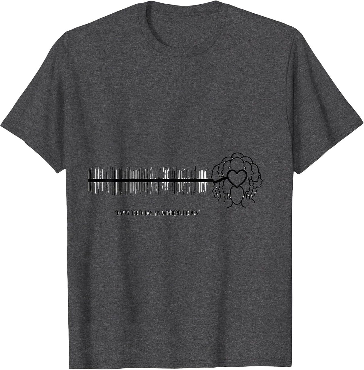 Happy 100th Day My Wonderful Class Teacher Valentine Gift T-Shirt - Dark Heather Grey