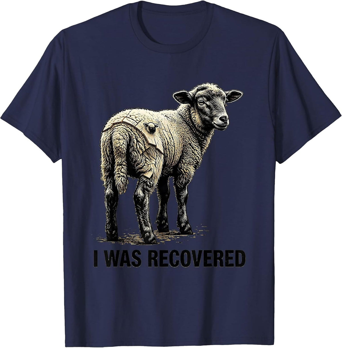I Was Recovered Faith Psalm 23 Lost Sheep Minimalist T-Shirt - Navy Blue