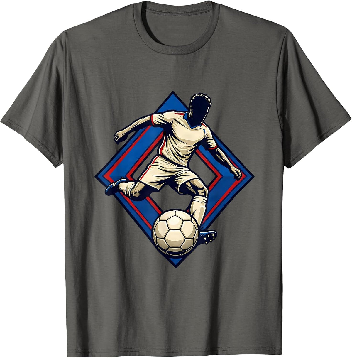 Men's Dribbling Soccer Player Silhouette Youth Sports Gift T-Shirt - Asphalt Grey