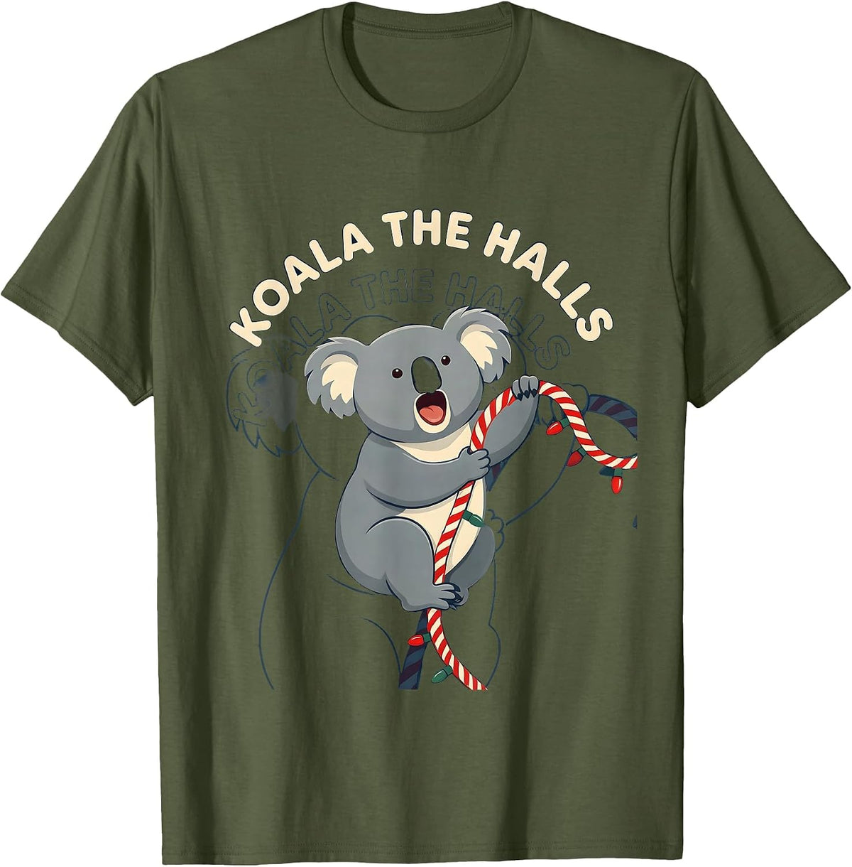 Men's Koala The Halls Funny Koala Lover Australian Animal T-Shirt - Olive Green