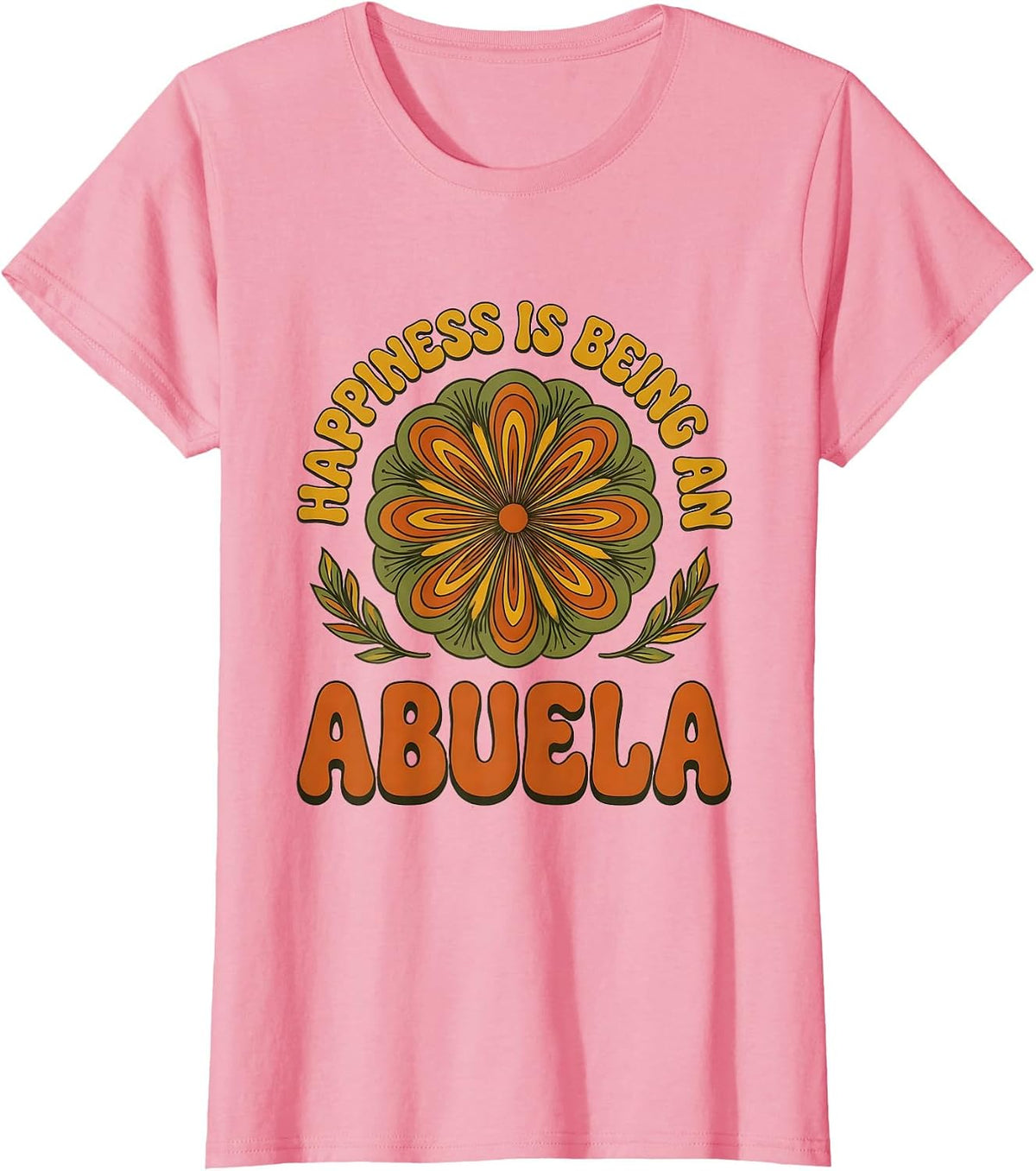 Women's Happiness Is Being An Abuela Retro Grandma Nickname Gift T-Shirt - Pink