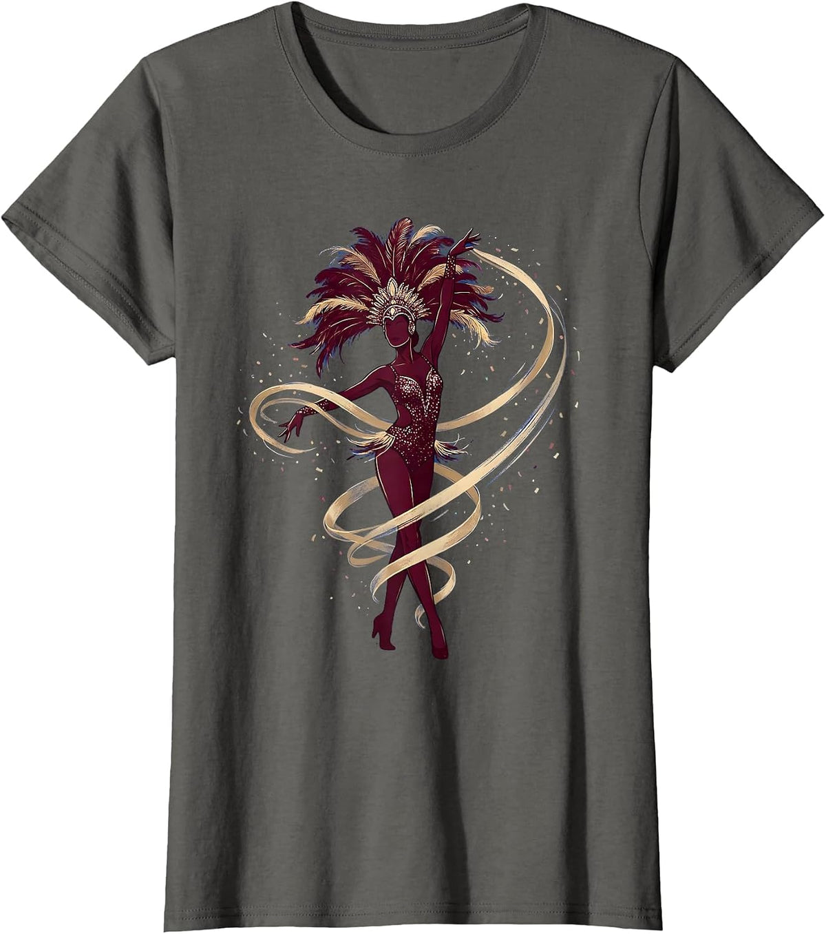 Women's Showgirl Confetti Rain Solo Dancer Graphic T-Shirt - Asphalt Grey