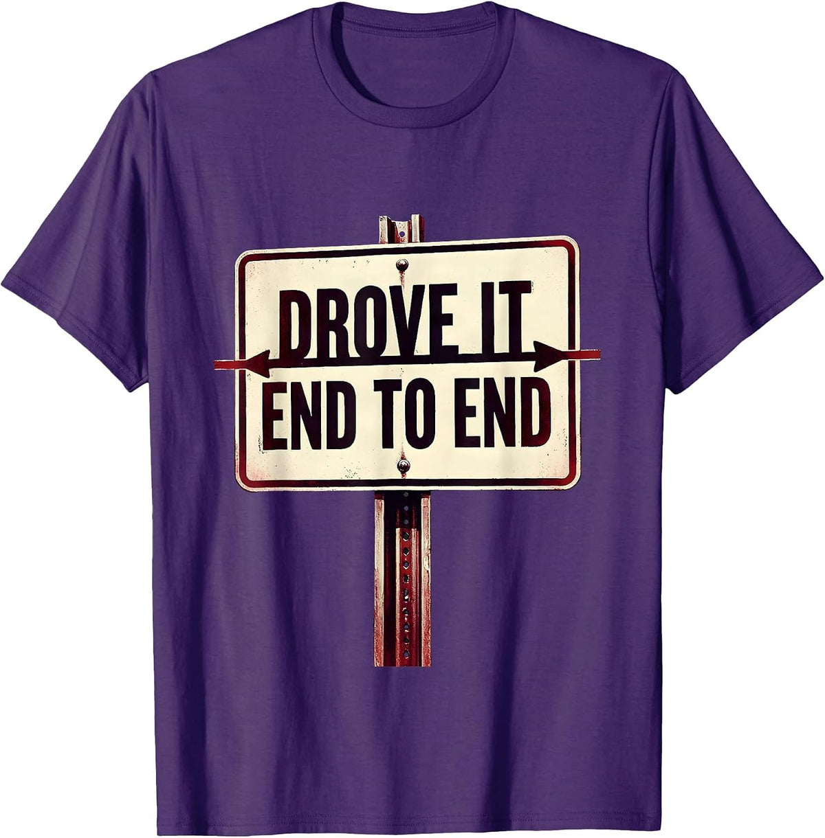 Men's Drove It End To End Stenciled Road Trip Centennial Keepsake T-Shirt - Purple